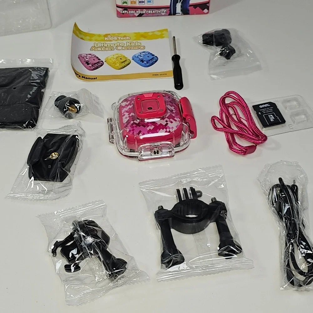 Kids Tech Ultimate Kids Action Camera Pink Waterproof Case Explorer Creativity